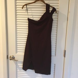 Maroon body con one shoulder dress